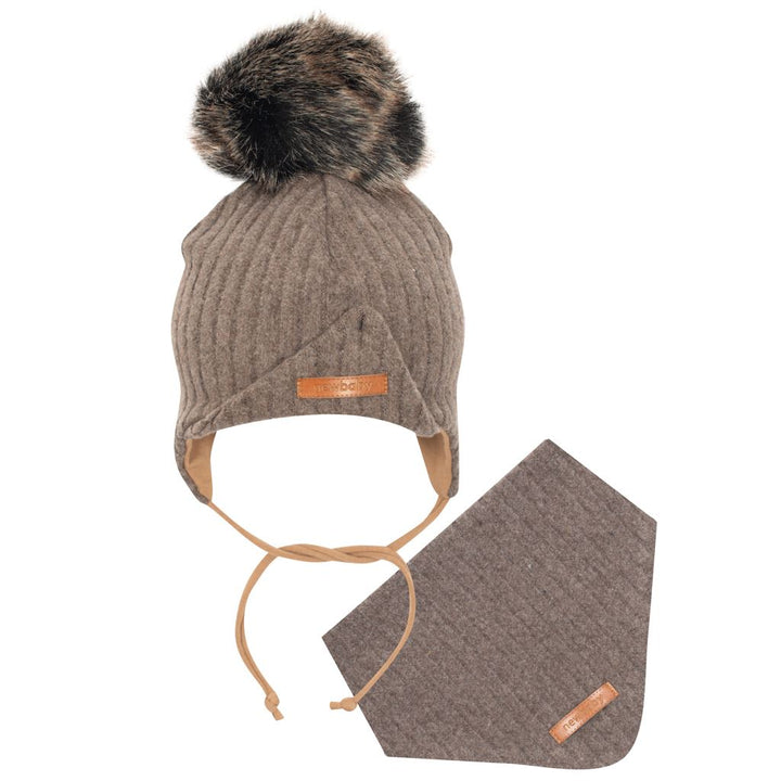 Herfst-babymutsje met nekwarmer New Baby Special One bruin, maat 74 (6-9 mnd)
