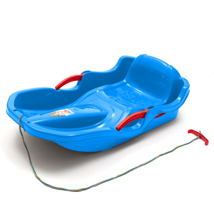 Kunststof slee met rugleuning en remmen Baby Mix SPEED BOB blauw