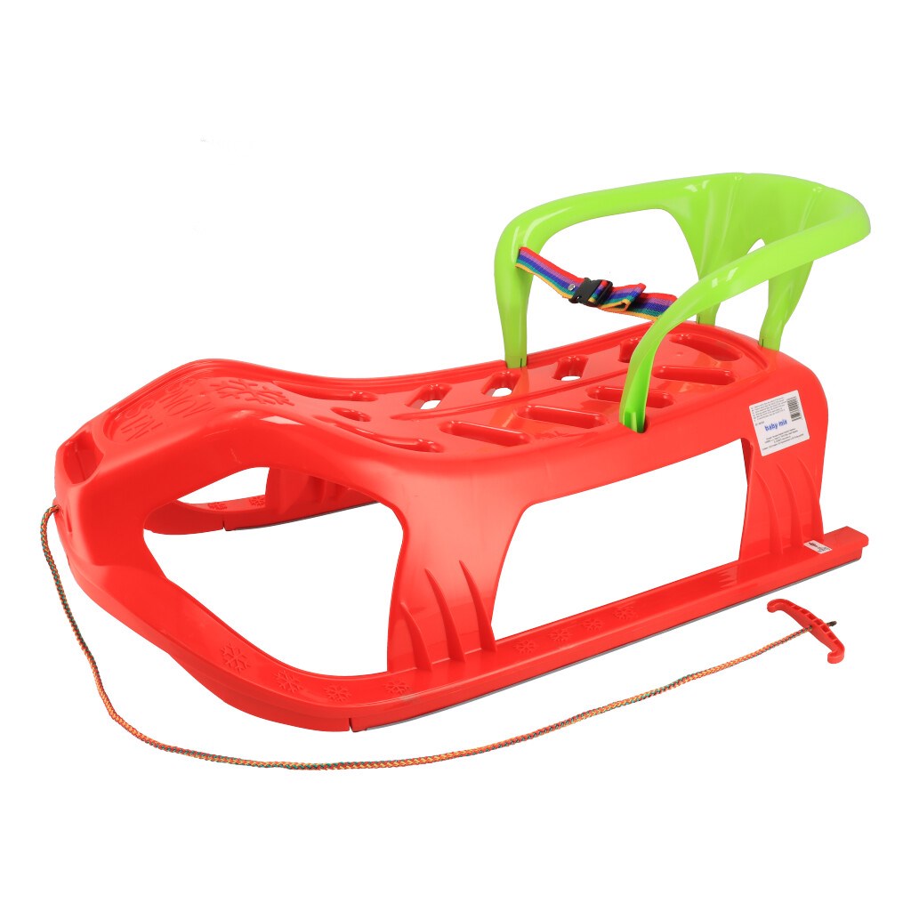 Kunststof slee met rugleuning Baby Mix SNOW STAR rood