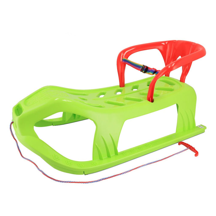 Kunststof slee met rugleuning Baby Mix SNOW STAR groen