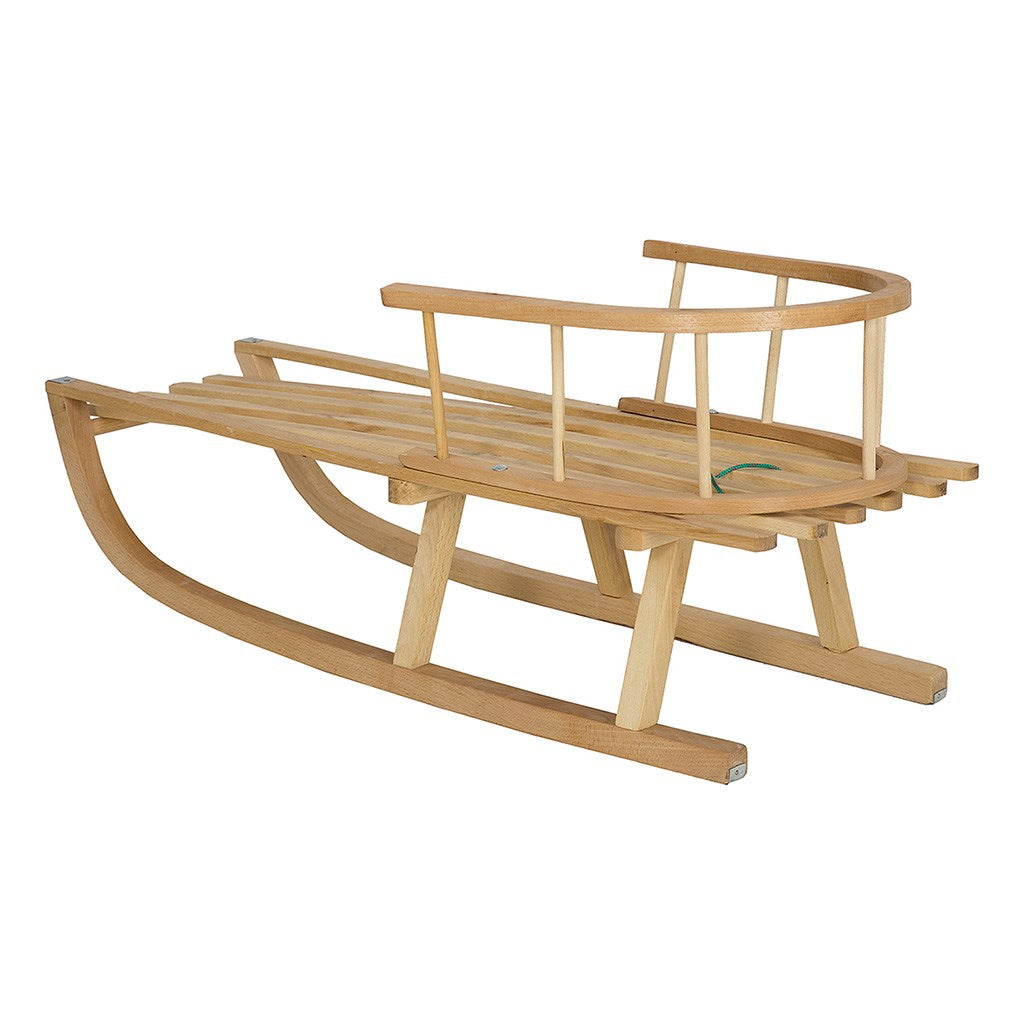Kinderslee van hout met rugleuning en trektouw BAYO 90 cm