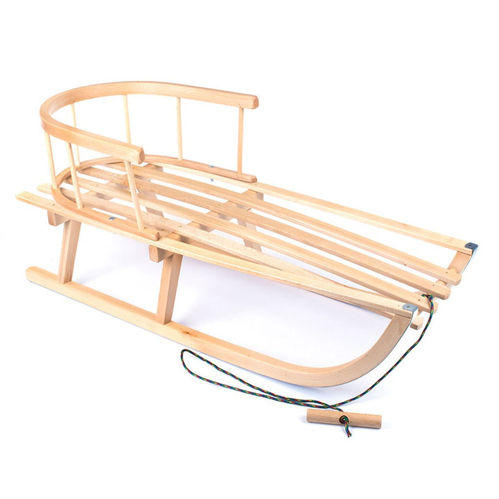 Kinderslee van hout met rugleuning en trektouw BAYO 90 cm