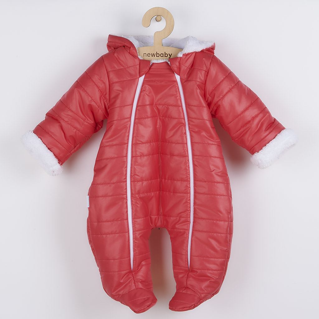 New Baby Pumi frambozenrood babywinterboxpak met capuchon en oortjes, maat 56 (0-3 mnd)