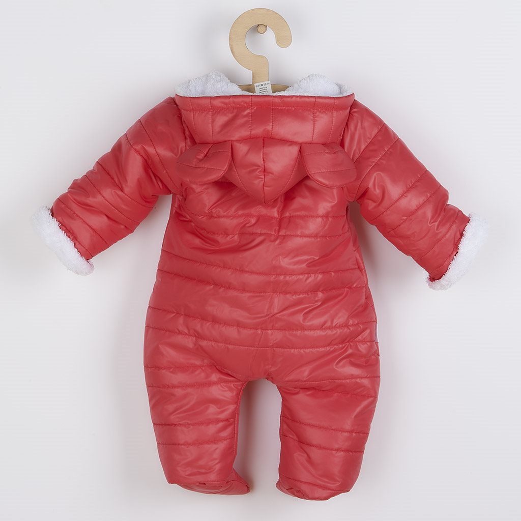 New Baby Pumi frambozenrood babywinterboxpak met capuchon en oortjes, maat 56 (0-3 mnd)