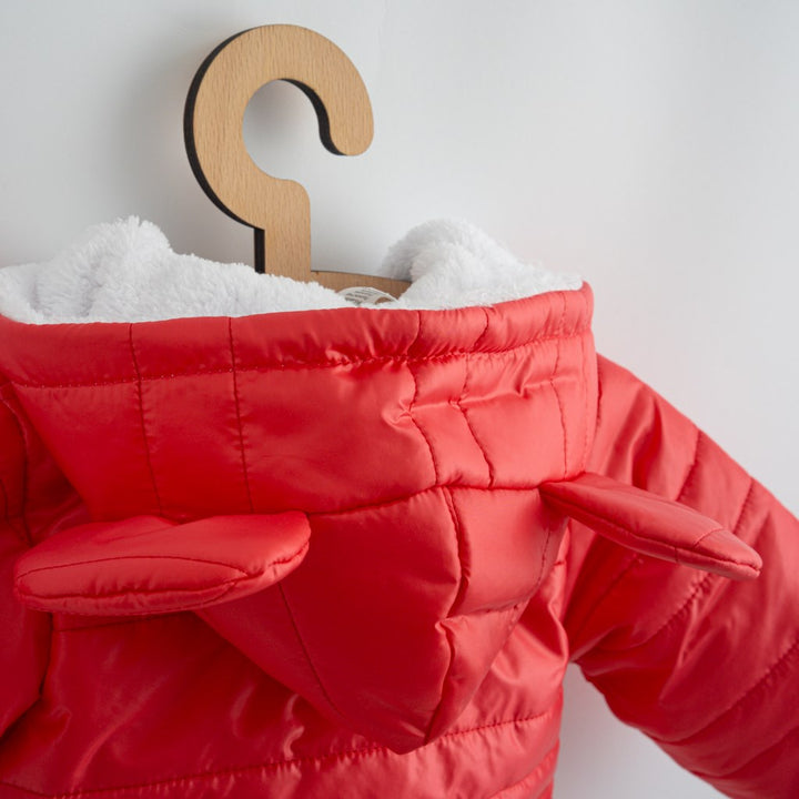 New Baby Pumi frambozenrood babywinterboxpak met capuchon en oortjes, maat 68 (4-6 mnd)
