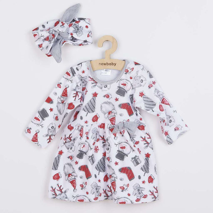 Katoenen babyjurk met haarband New Baby Christmas