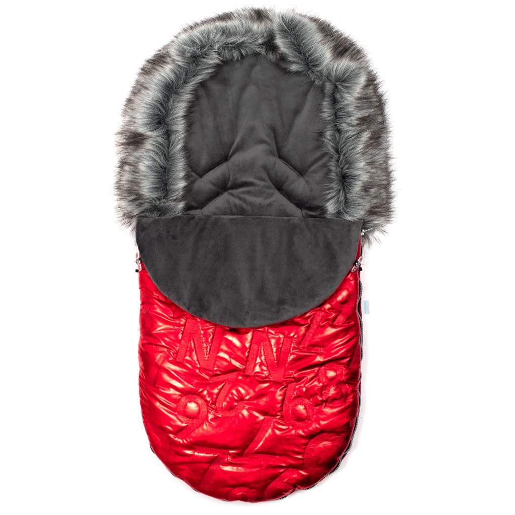 New Baby luxe voetenzak met bont rood