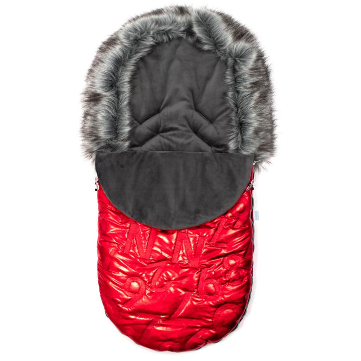 New Baby luxe voetenzak met bont rood