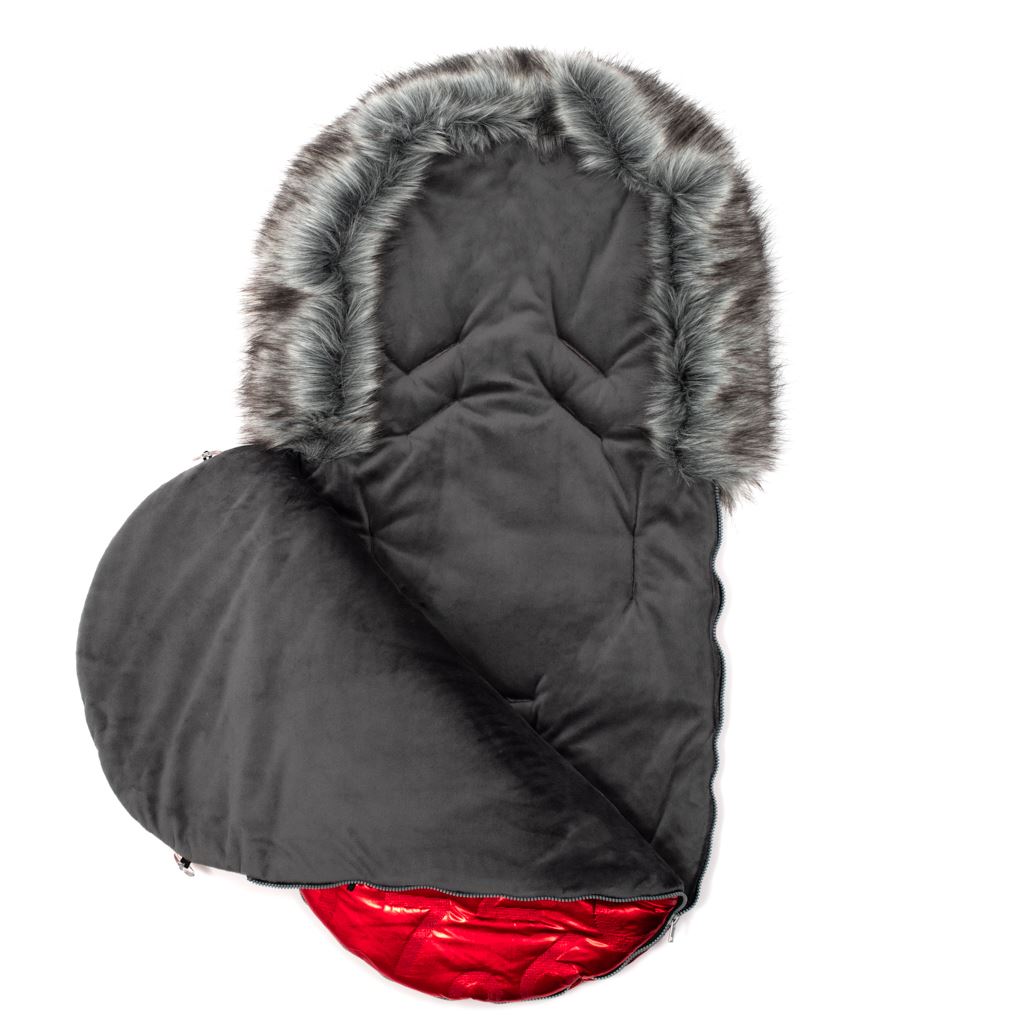 New Baby luxe voetenzak met bont rood