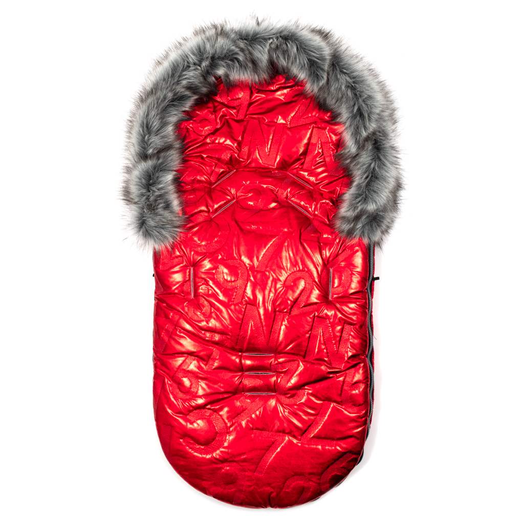 New Baby luxe voetenzak met bont rood