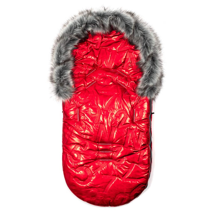 New Baby luxe voetenzak met bont rood