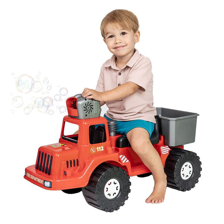 Kinderbrandweerloopauto met bellenblazer BAYO 70 cm