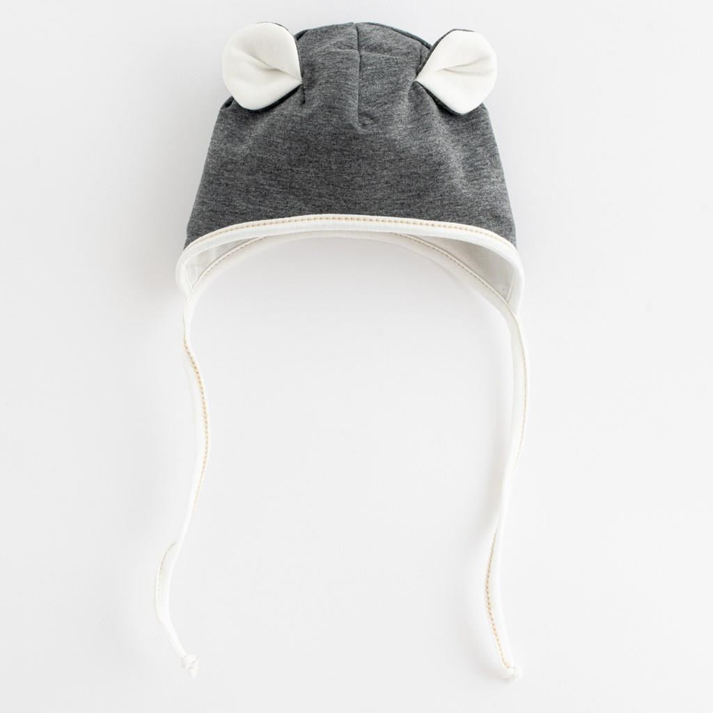 Lente-babymutsje met nekwarmer New Baby Sebastian grijs, maat 86 (12-18 mnd)