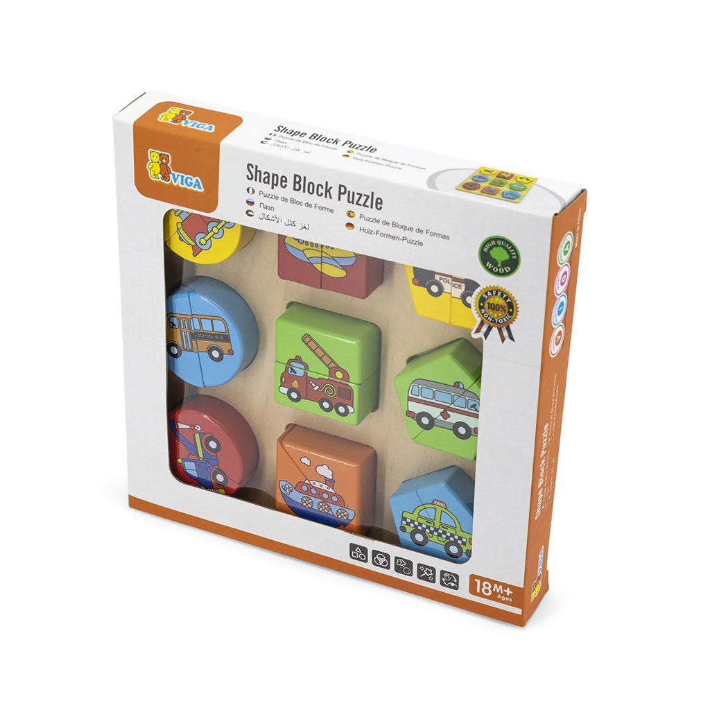 Houten insteekpuzzel vormen met auto&