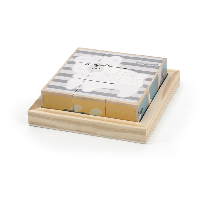 Houten blokpuzzel Viga dieren 9 stukjes