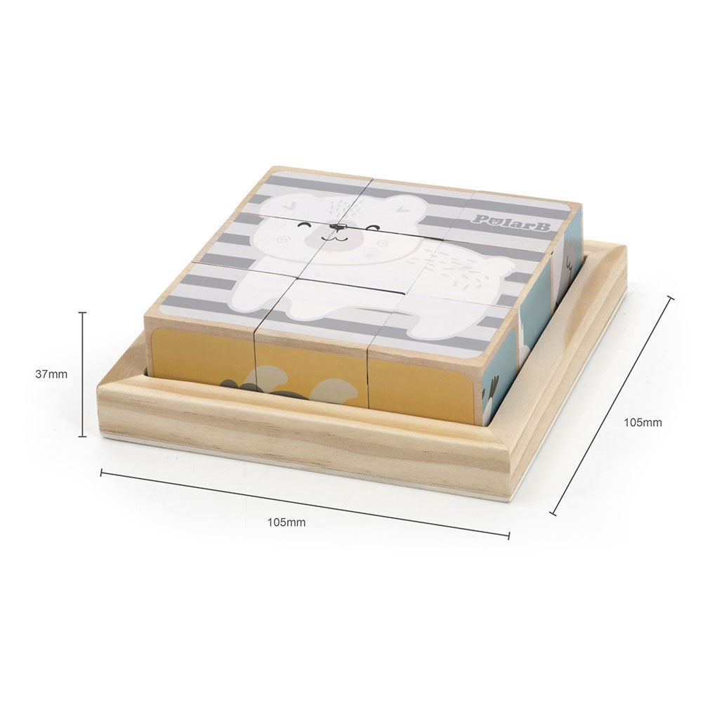 Houten blokpuzzel Viga dieren 9 stukjes