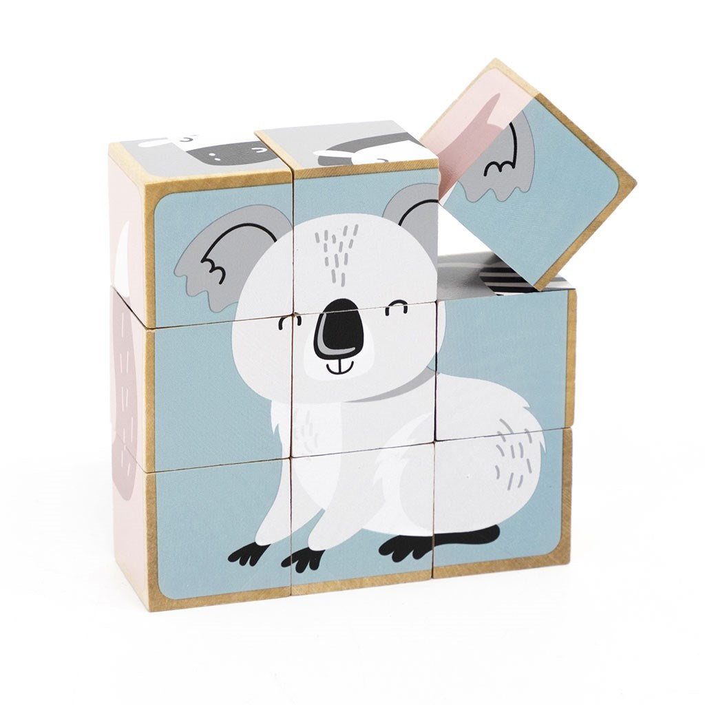 Houten blokpuzzel Viga dieren 9 stukjes
