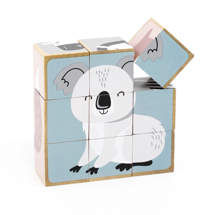 Houten blokpuzzel Viga dieren 9 stukjes