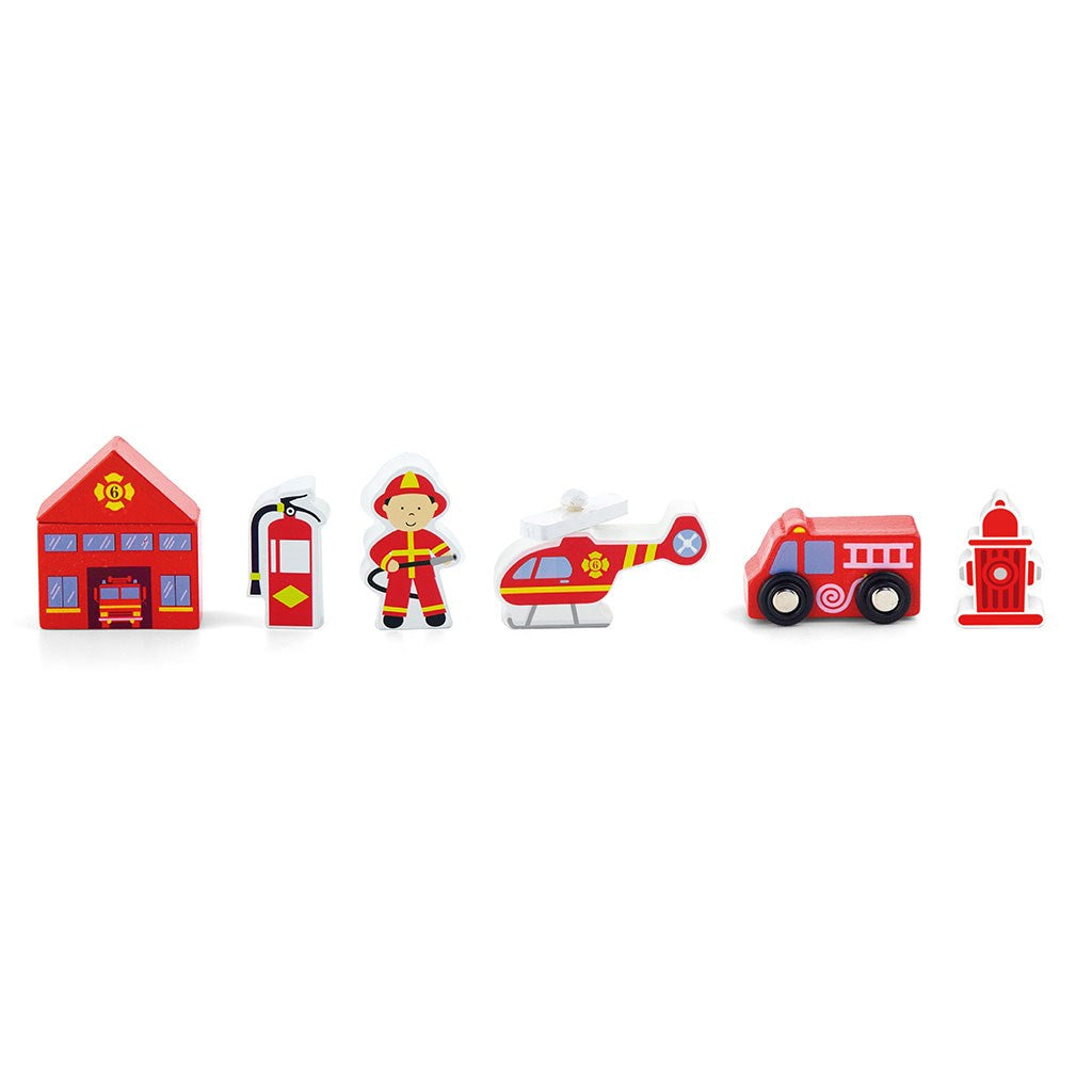 Houten kinderfiguren Viga Brandweer
