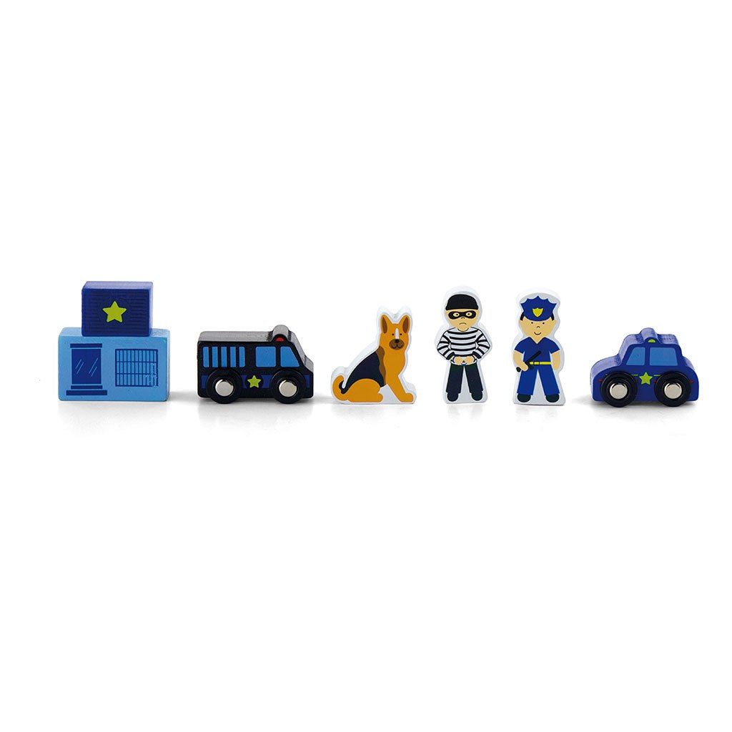 Houten kinderfiguren Viga Politie