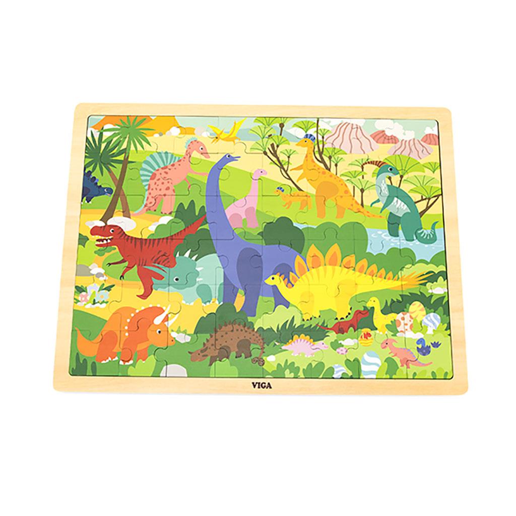 Houten puzzel 48 stukjes Viga Dinosaurussen
