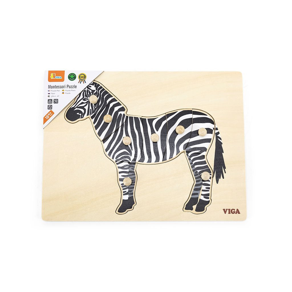 Houten kinderpuzzel Montessori Viga Zebra