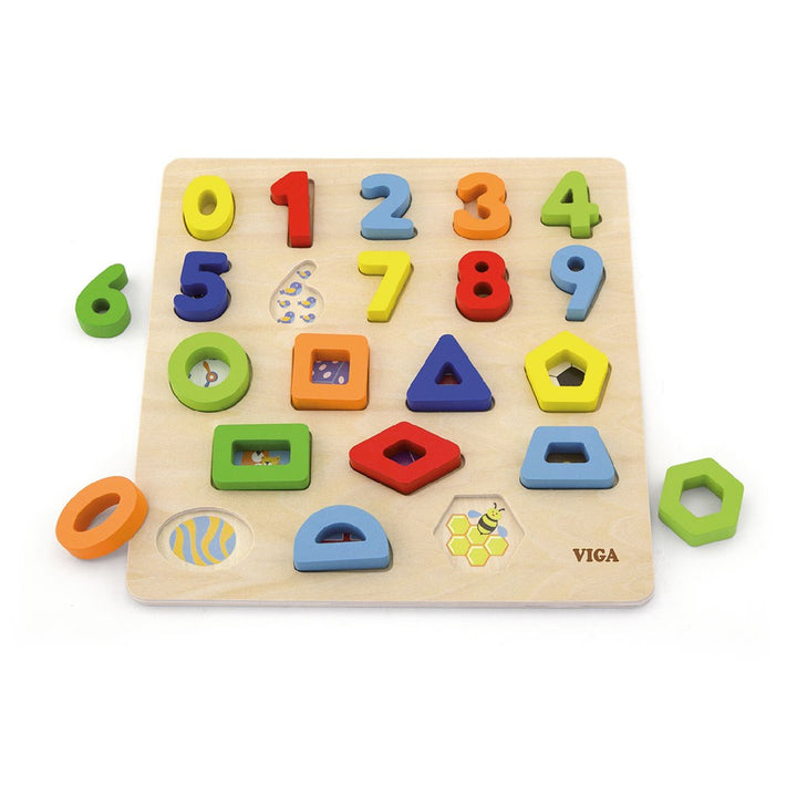 Houten legpuzzel Viga Cijfers en vormen