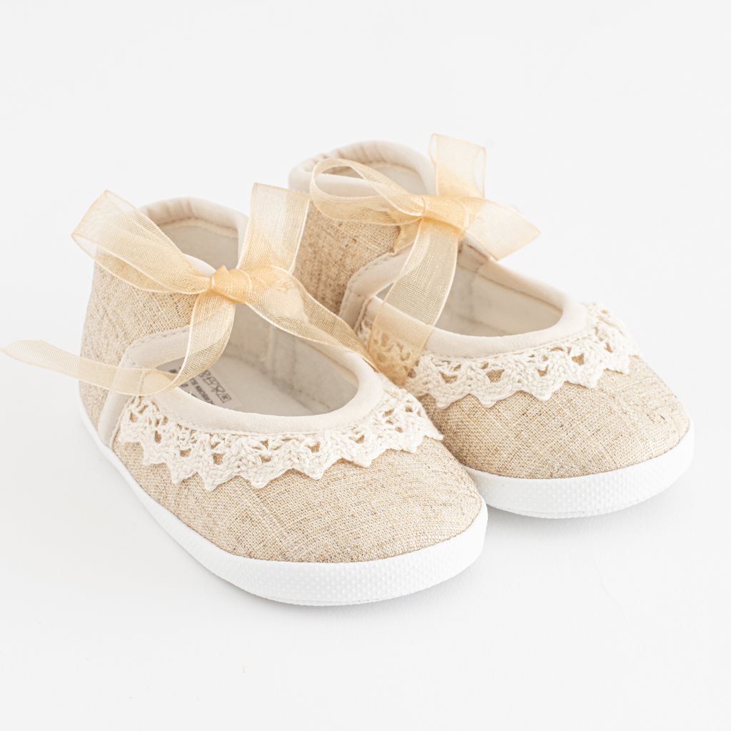 Babyslofjes met veters New Baby bruin 12-18 mnd, maat 12-18 mnd