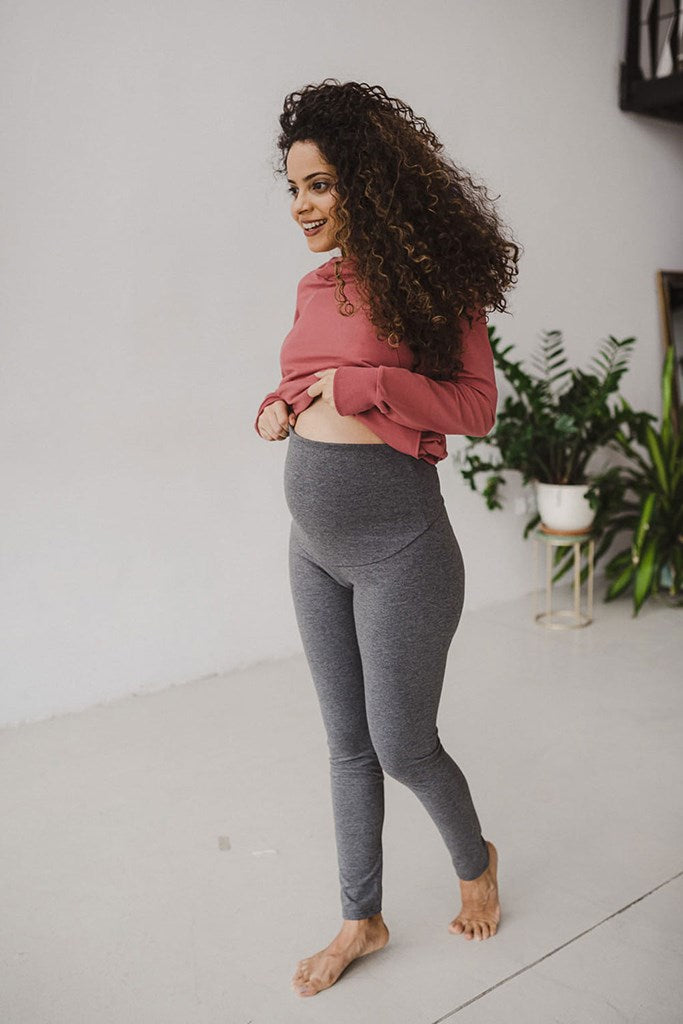 Zwangerschapslegging met hoge taille milk &amp; love grijs melange, maat S