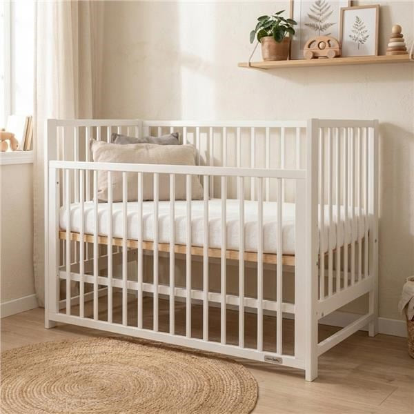 New Baby BASIC ledikant 120x60 met neerklapbare zijkant – wit – afbeelding 1