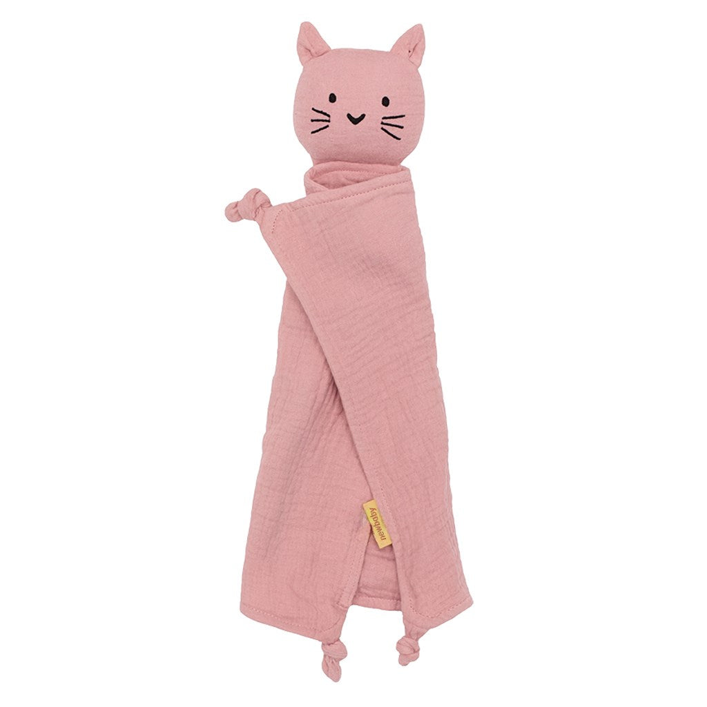 Mousseline knuffel New Baby Kat roze