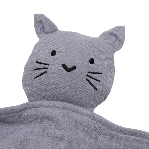 Mousseline knuffel New Baby Kat grijs