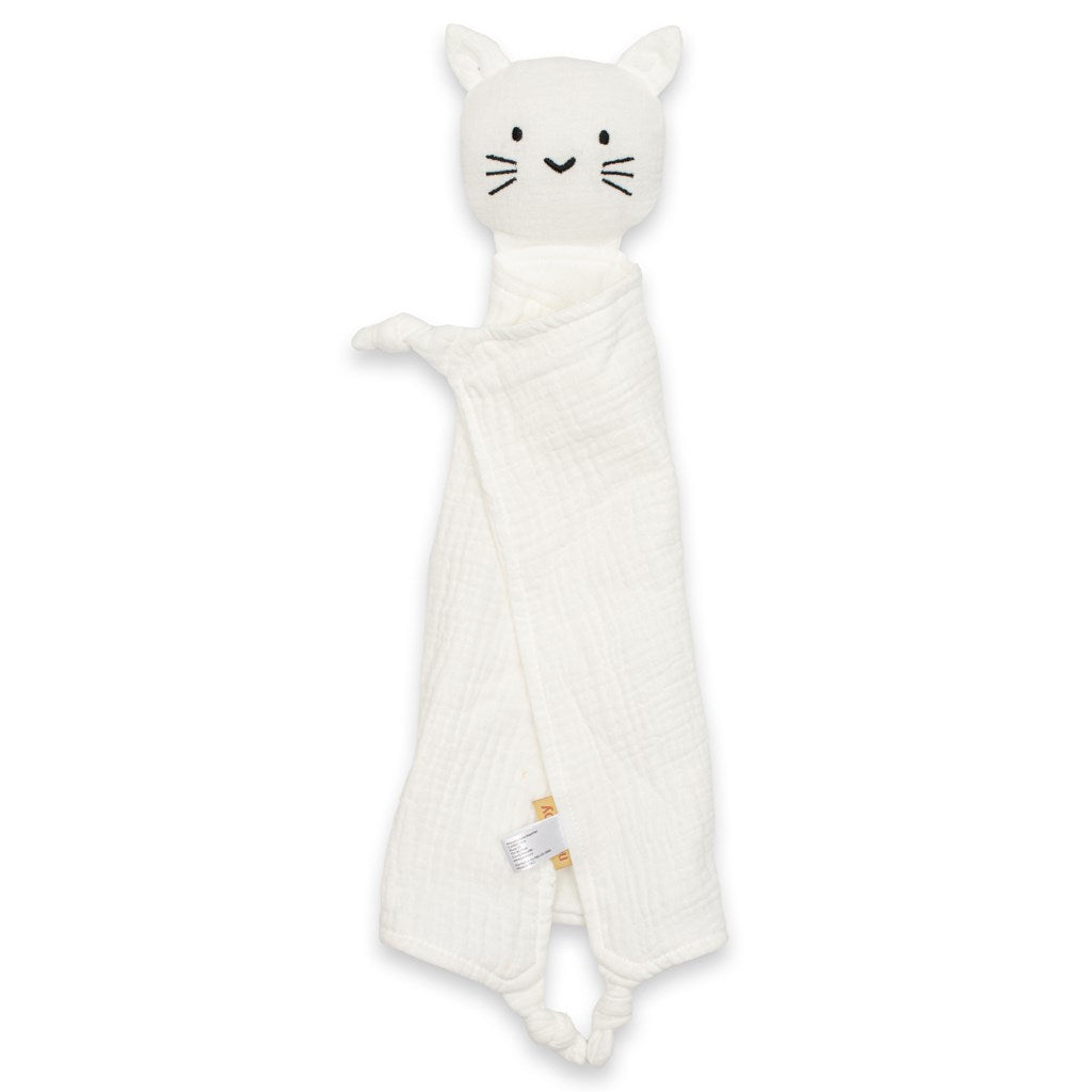 Mousseline knuffel New Baby Kat wit