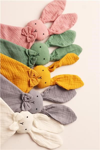 Mousseline knuffel New Baby Konijn wit