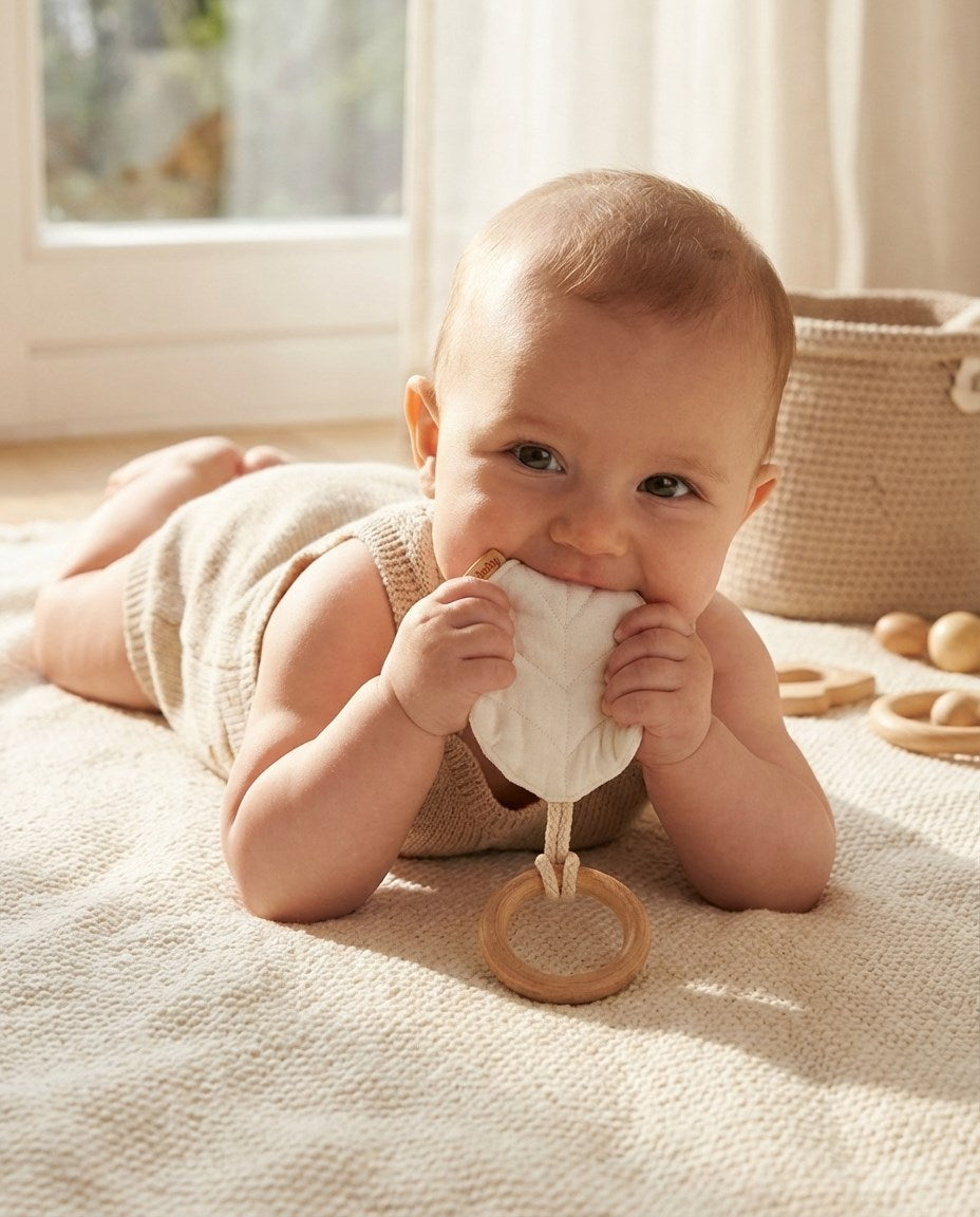 Babybijtring New Baby Blad wit