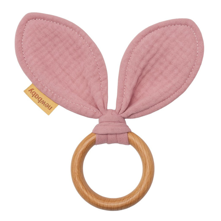 Babybijtring New Baby Oortjes roze