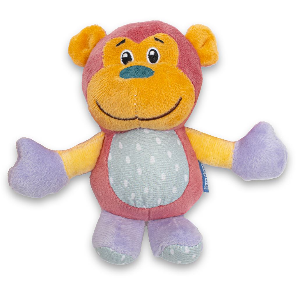 Baby Mix pluche kinderwagenrammelaar Nijlpaard en Aap