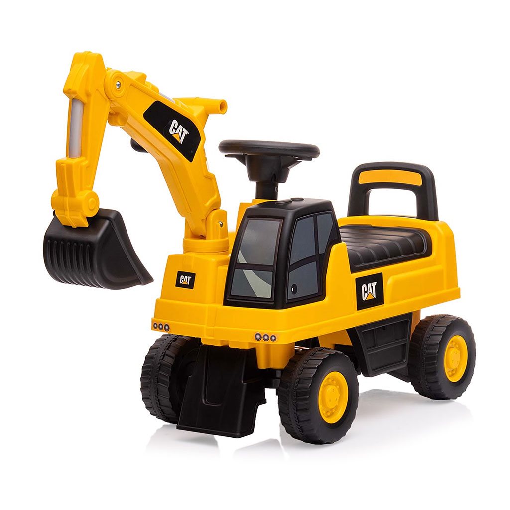 Loopauto graafmachine met geluid CAT Excavator Milly Mally geel
