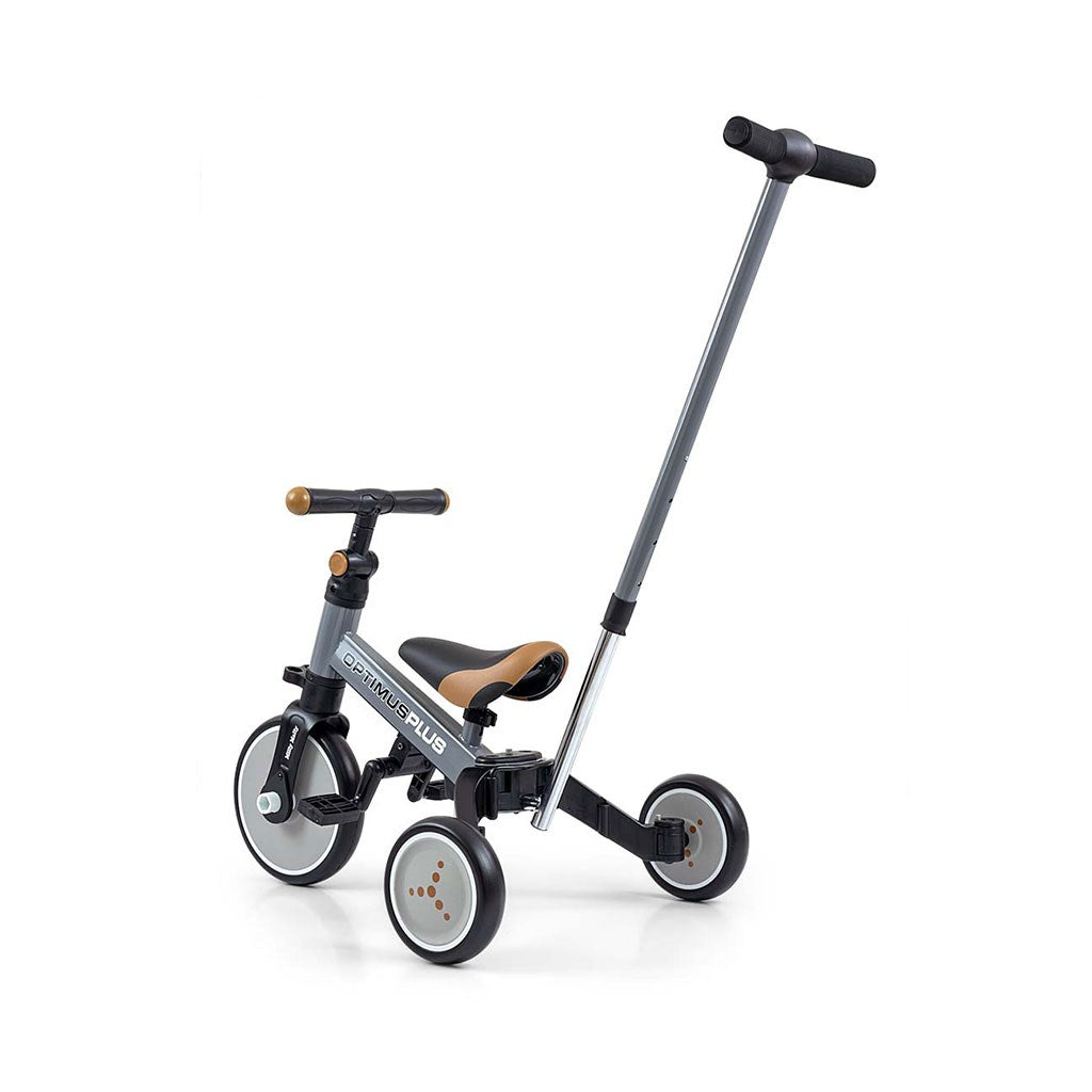 Milly Mally Optimus Plus 4-in-1 driewieler met duwstang grijs