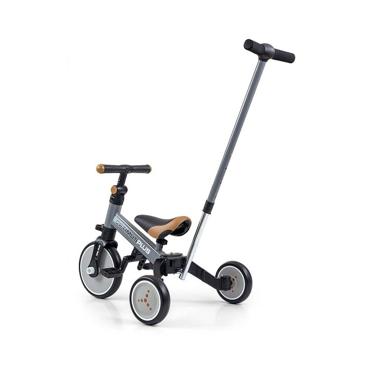 Milly Mally Optimus Plus 4-in-1 driewieler met duwstang grijs