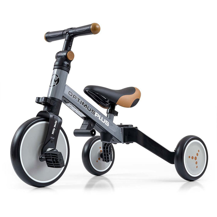 Milly Mally Optimus Plus 4-in-1 driewieler met duwstang grijs