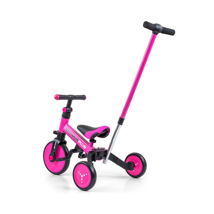 Milly Mally Optimus Plus 4-in-1 driewieler met duwstang roze