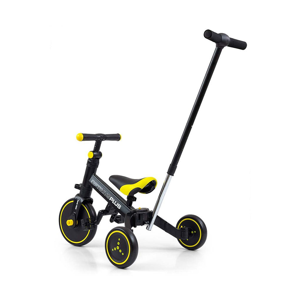 Milly Mally Optimus Plus 4-in-1 driewieler met duwstang zwart