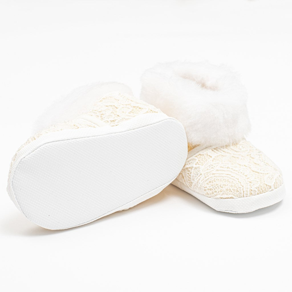 Winterslofjes met veters New Baby 6-12 mnd beige, maat 6-12 mnd