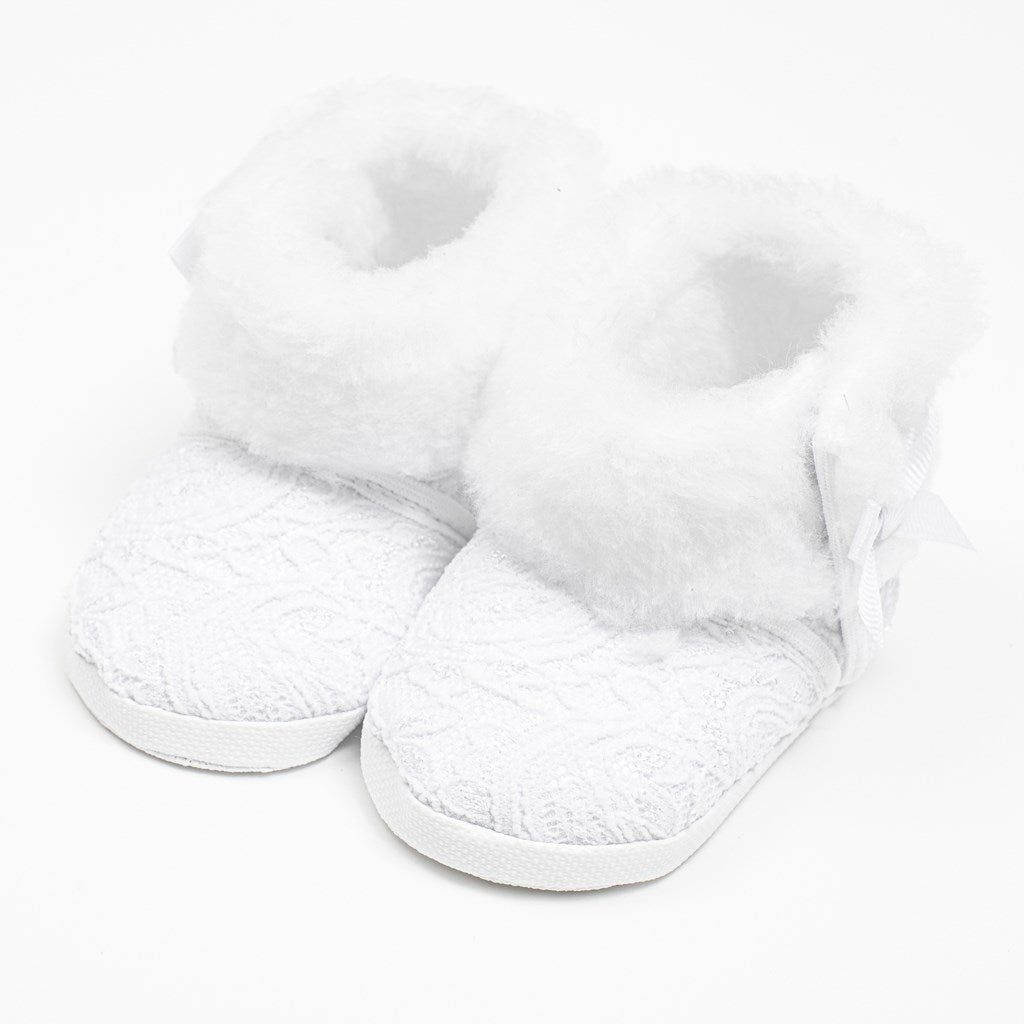 Winterslofjes met veters New Baby 3-6 mnd wit, maat 3-6 mnd
