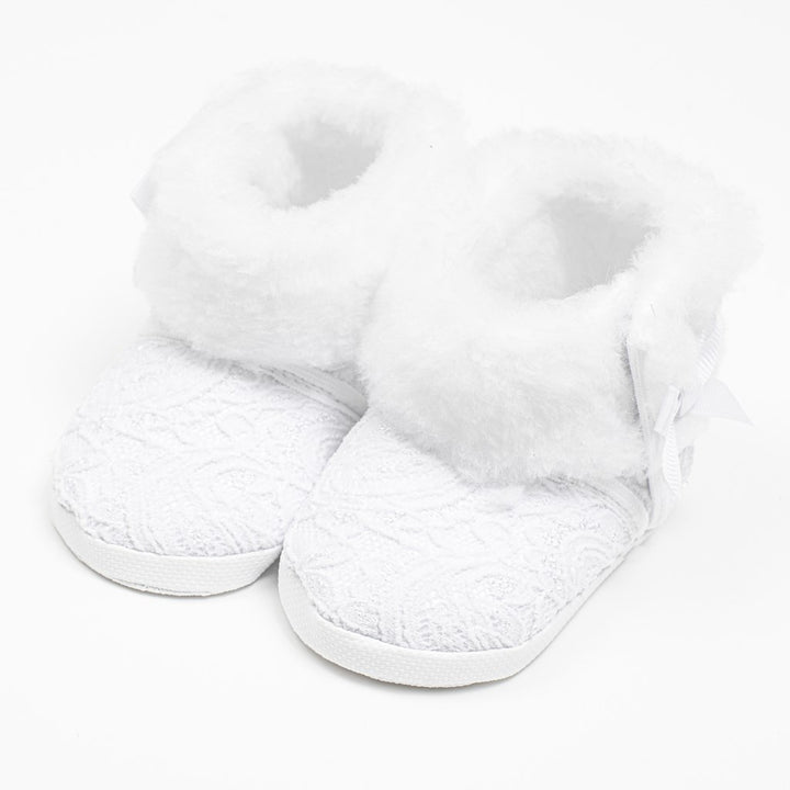 Winterslofjes met veters New Baby 3-6 mnd wit, maat 3-6 mnd