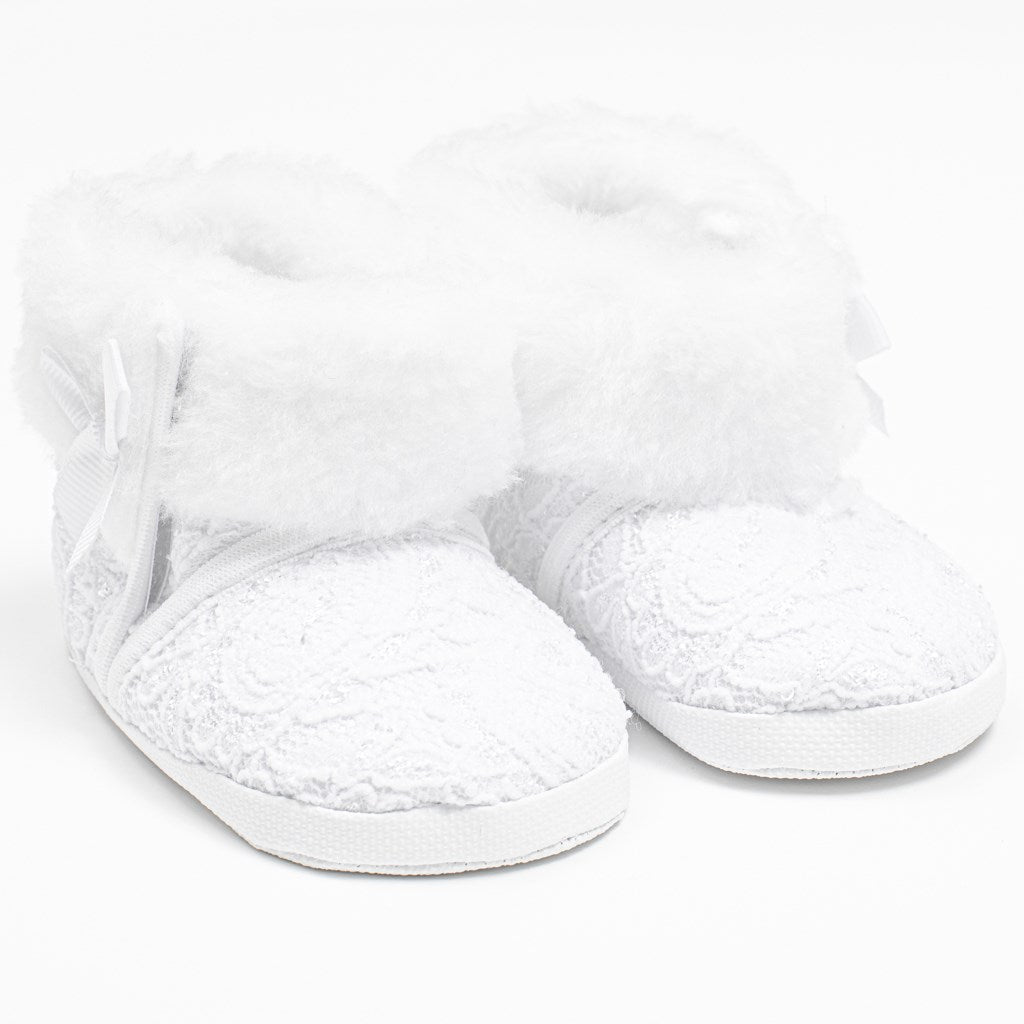 Winterslofjes met veters New Baby 3-6 mnd wit, maat 3-6 mnd