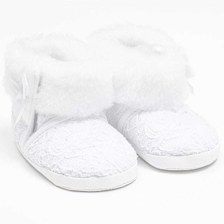 Winterslofjes met veters New Baby 3-6 mnd wit, maat 3-6 mnd