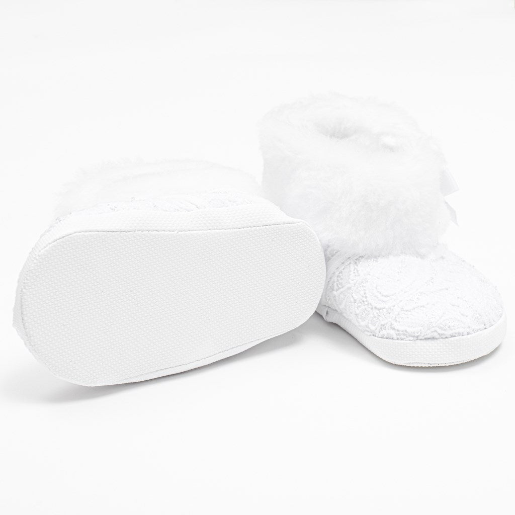 Winterslofjes met veters New Baby 3-6 mnd wit, maat 3-6 mnd