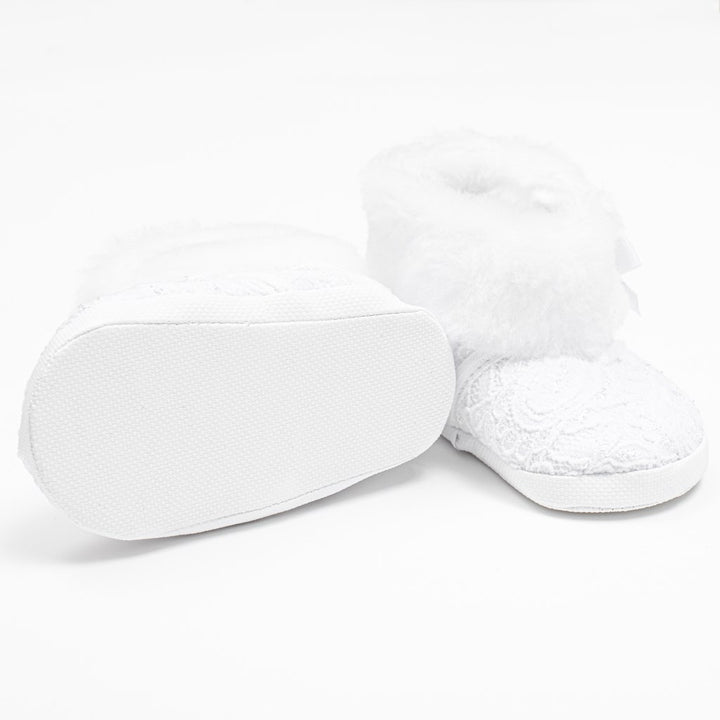 Winterslofjes met veters New Baby 3-6 mnd wit, maat 3-6 mnd